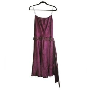 Anne Klein 100% Silk Dress Purple Beaded With Original Tags